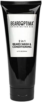 BEARDOPTIMA 2 in 1- Beard Wash & Conditioning with Organic Oils - Beard Conditioner for Beard with Essential Oils - Nourishment to Soften & Moisturize for All Types of Beard | 6.7 FL OZ/200 ML