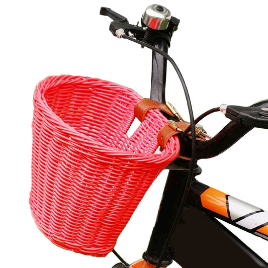 Solid Color Rattan Bicycle Baskets, Firm Artificial Woven Bicycle Bag, Balance Car Scooter Basket Cycling Accessories