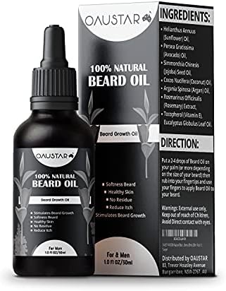 OAUSTAR Beard Growth Oil For Men Tames & Softnes Beard - Natural - For Bold, Thicker, Soft Beard & Moustaches (30ml)