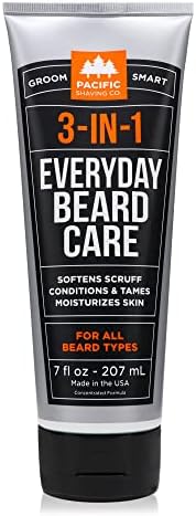 Pacific Shaving Company 3-in-1 Beard Care - Ultra-Concentrated Formula Softens Scruff, Conditions, Tames, and Moisturizes Skin for Any Beard Length - Clean Beard Grooming Products (7 Fl Oz)