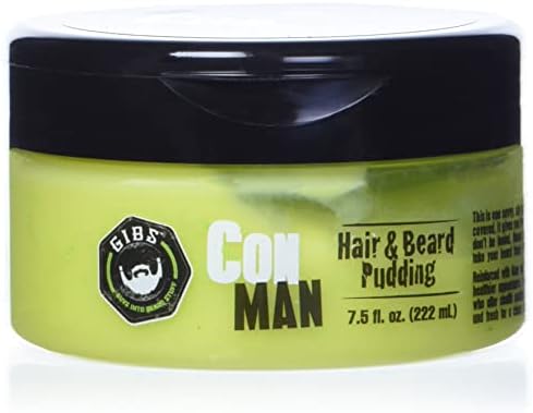 GIBS Con Man Hair & Beard Pudding - Leave-In Conditioner, Curl Definer,Green 7.5 Fl oz