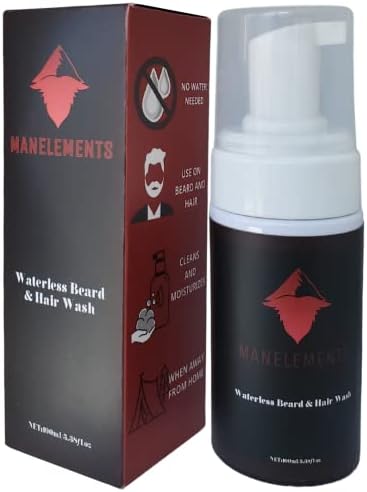 manelements Waterless Beard and Hair Wash shampoo for Men with Coconut Beard Oil. Beard Wash and Conditioner for Men. Cleanse, volumize, Softens & Strengthens. Beard Shampoo with Beard oil