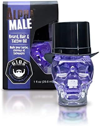 GIBS Grooming Alpha Male Beard, Hair & Tattoo Oil, 1 Fl Oz