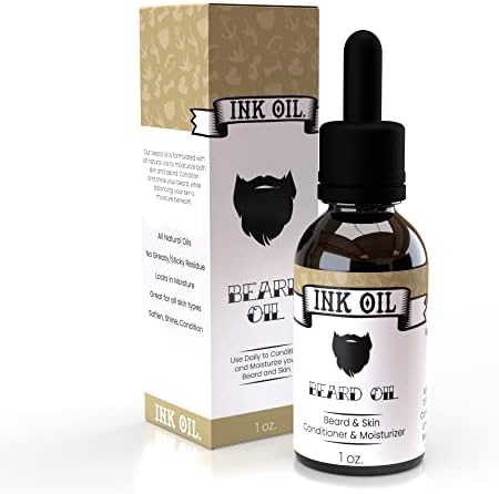 Ink Oil Beard Oil Premium Blend of Organic Oils | Natural Beard Oil for Men Growth | Natural Ingredients for Soothing Beard | Daily Use Moisturizing & Conditioning Oil for Men | Subtle Scent | 1 Oz