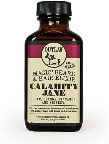 Outlaw Natural Beard Oil - Clove, Orange, Cinnamon, Whiskey Scent - Calamity Jane Beard & Hair Elixir - Natural - 3 oz