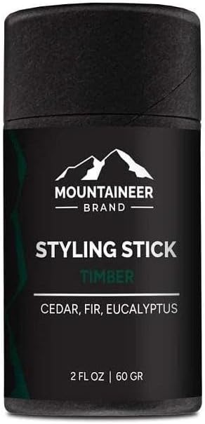 Mountaineer Brand Styling Stick | 100% Natural Beard Conditioner for Men | Hydrate, Tame Wiry Hair | Firm Hold for Easy Styling | Woodsy Timber Scent 2oz
