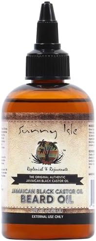 Sunny Isle Jamaican Black Castor Oil Beard Oil 4oz | Conditioning Growth Oil for Thicker Facial Hair | Softens, Strengthens Beards & Mustaches | Hydrates Skin