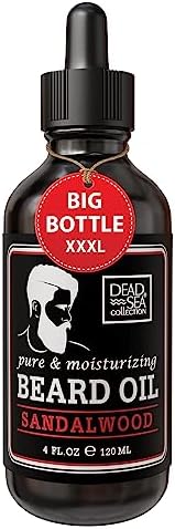 Dead Sea Collection Sandalwood Scented Beard Oil For Men - Natural Beard And Mustache Moisturizer – Men’s Beard Care Softener And Nourishing Treatment - 4 Fl. Oz