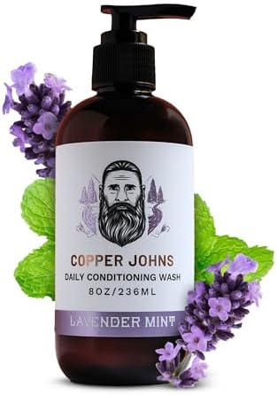 Copper Johns | Daily Conditioning Wash | A Natural Botanical Beard Cleanser that Nourishes Both Facial Hair & Skin | Made with Ionic Inland Sea Minerals | Lavender Mint | 8 oz