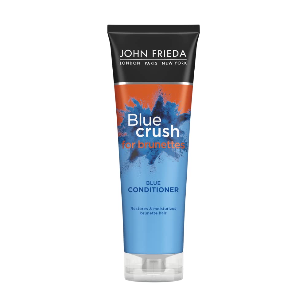 John Frieda Blue Crush for Brunettes Blue Conditioner, 8.3 Fl Ounces, Moisturization for Color Treated and Natural Brunette Hair