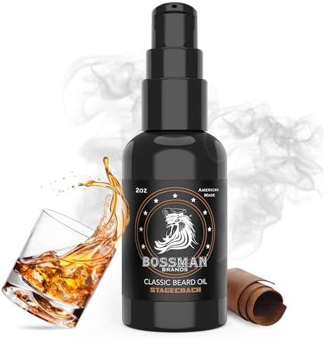 Bossman Brands Beard Oil 2oz All Natural Oils with Essential Oil Scent (Stagecoach)
