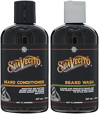 Suavecito Beard Wash Set Cleansing and Conditioning Beard Kit For Men (8 oz. each)