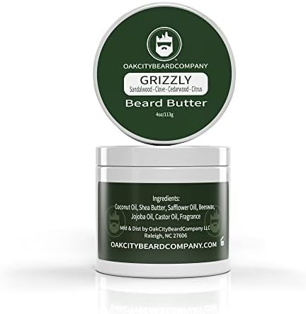 Oak City Beard Company - Grizzly - 4 Ounce - Beard Butter - Beard Conditioner - Sandalwood - Clove - Cedarwood - Citrus