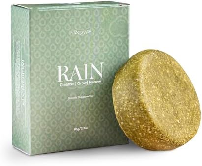 Plantmade Rain, Hair and Beard Growth Shampoo Bar, Cleanse and Clarify, Helps to Reduce Shedding, Plant Based Natural Ingredients, Paraben Free (Rain, 3.5 oz)