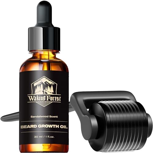 Waking Forest Beard Care Kit, Beard Oil 1oz with Derma Roller 0.25MM Microneedle