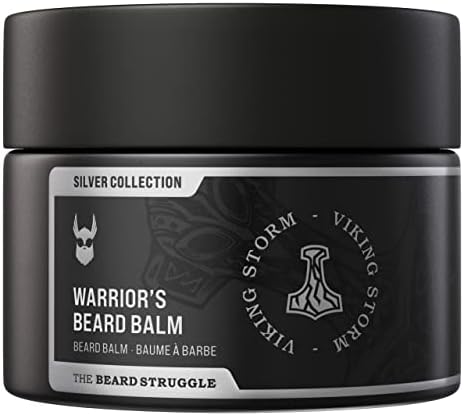 The Beard Struggle Warrior’s Beard Balm - Silver Collection, Viking Storm - Non-Greasy Low-Hold Formula, Luxurious Cologne-Grade Fragrances 100% Natural and Plant-Based Ingredients - 50g