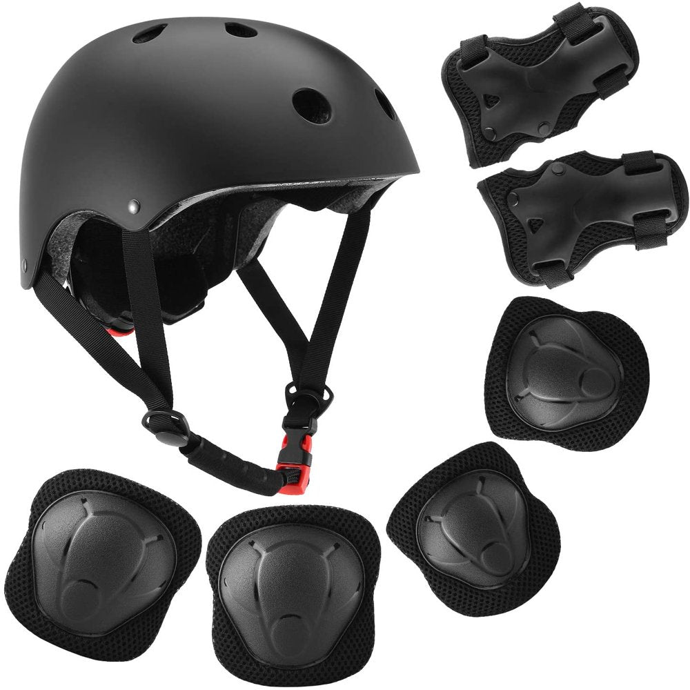 Kids Protective Gear Set, Sport Protective Gear Set Boy Girl Adjustable Child Cycling Helmet with Knee Pads Elbow Pads Wrist Guards Youth Skateboard Helmet for 3~10Yrs Boys Girls