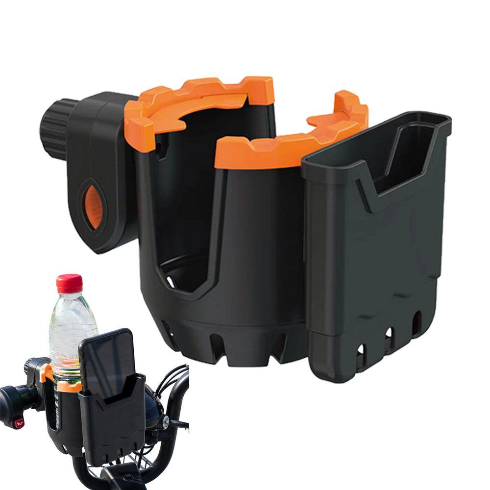 Ksruee Stroller Cup Holder with Phone Holder Universal Smooth Cup Holder Black Avoid Scratches Cup Organizer for Stroller Bike Wheelchair Walker Usefulness