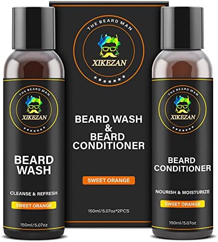 Beard Wash & Beard Conditioner Natural Beard Softener Set w/Argan & Jojoba Oils Smooths & Strengthens Beard Growth Christmas Stocking Stuffers Father Day Gifts for Men Him Dad Boyfriend Husband