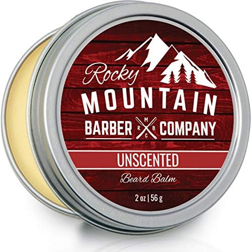 Rocky Mountain Barber Company Beard Balm - Classic Unscented - 100% Natural - Premium Wax Blend with Nutrient Rich Bees Wax, Jojoba, Coconut Oil