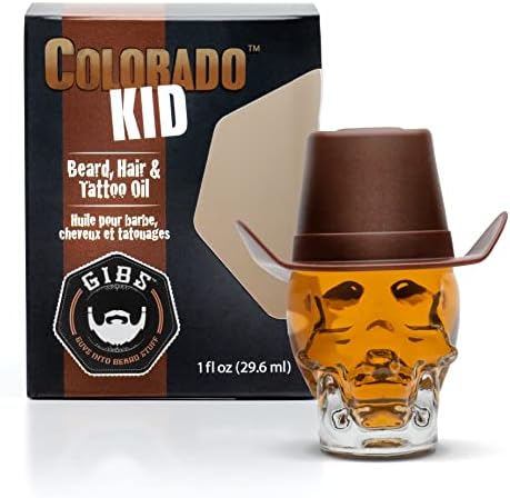 GIBS Grooming Signature Beard, Hair & Tattoo Oil, 1 oz Skull Jar