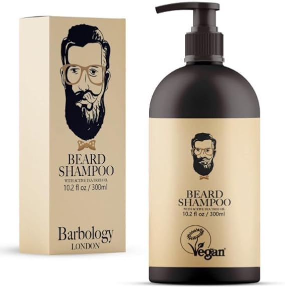 Barbology LONDON 2-in-1 Beard and Face Shampoo for Men with Jojoba Oil, Argan Oil, and Avocado Oil, Conditions Dry, Itchy and Coarse Facial Hair, 10oz Pump