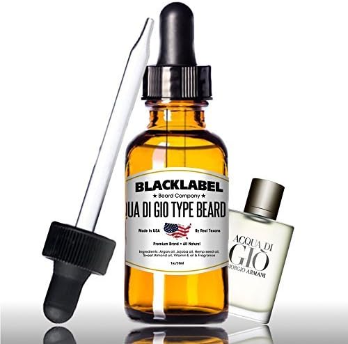 Blacklabel Aqua Di Gio Cologne Type Beard Oil Softener 100% Pure Natural Organic Lightweight & Not Greasy Leave in Conditioner Moisturizes Skin Keeps Beard Groomed, Shiny, Fresh.