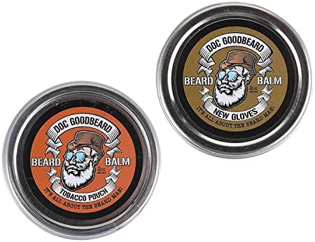 Doc Goodbeard Beard Balm Kit Includes 1 New Gloves Balm and 1 TB Pouch Balm for men, All-Natural, No Greasy, Locks in Moisture for Skin, and Beard, Promote Beard Growth