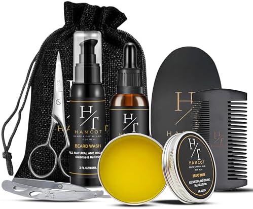 hamcot Beard Grooming kit For Men- Beard Brush And Oil Kit-Beard Grooming Kit For Men-Beard Balm Kit-Beard Maintenance Kit For Men-Beard Care Kit-Beard Oil Beard