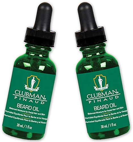 Clubman Pinaud Beard Oil, Balanced Moisture for Facial Hair and Skin, 1 oz x 2 pack