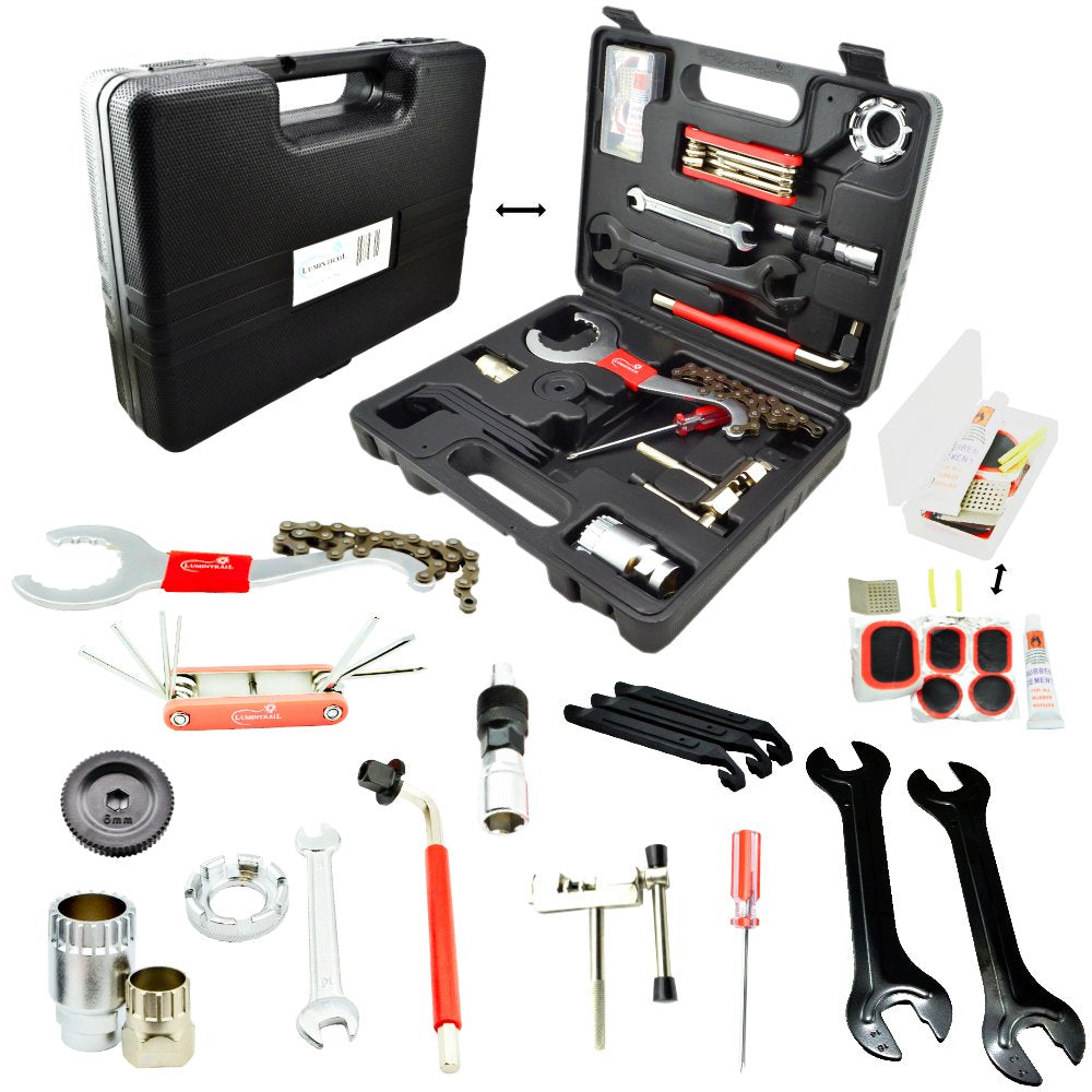 Lumintrail Bike Repair Tool Kit 26 Pieces Multi-Functional Bicycle Maintenance Tools with Tool Box