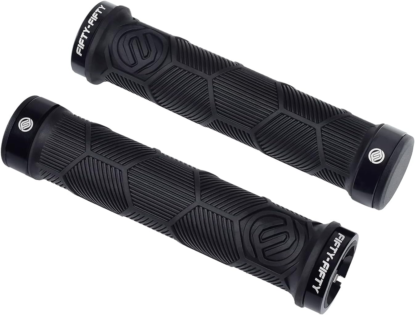 FIFTY-FIFTY Double Lock-On Mountain Bike Grips, Bicycle Handlebar Locking Grips, Non-Slip MTB Handle Grips