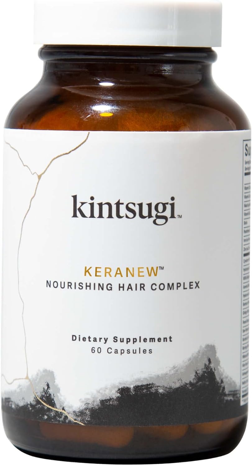 Kintsugi KeraNew Nourishing Hair Complex- Help Combat Signs of Aging Hair, Supplement for Strong, Voluminous Strands- Supports Healthy, Fuller Looking Hair w/ Keratin, Collagen, & Biotin (60 Capsules)