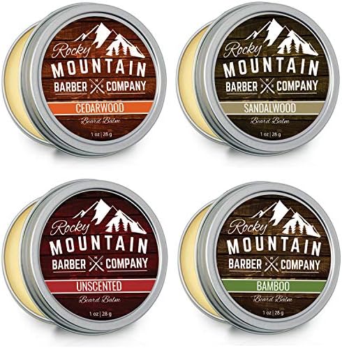 Beard Balm Variety Pack - 4 Beard Balm Samples (1 oz each) Made with Natural Oils, Butters & Rich in Vitamins & Minerals - Argan Oil, Shea Butter, Coconut Oil, & Jojoba Oil