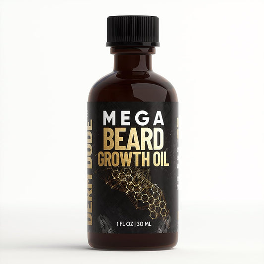 Mega Beard Growth Oil with Jojoba Oil, Japanese Peppermint Oil, Castor Oil, Avocado oil and more. Promotes Natural Healthy Facial Hair Growth for Men, Thickening and Conditioning Beard Oil