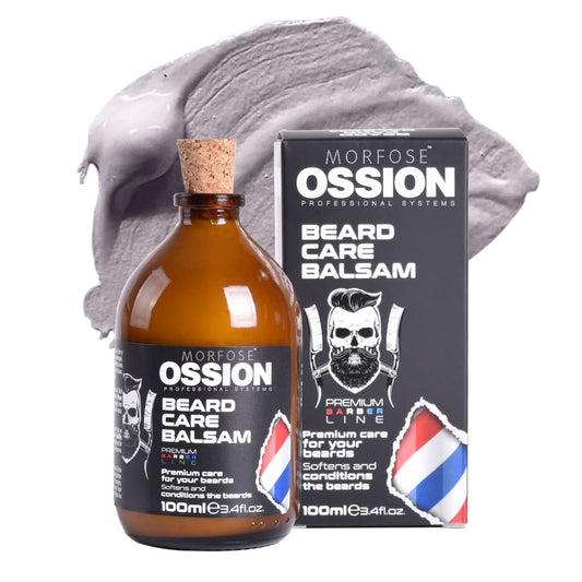 Morfose Ossion Beard Care Balsam, Promotes Healthy Hair Growth, Fuller, Longer and Thicker Beard, Alleviates Itches, Eliminates Beardruff, Enriched with Argan and bitter Almond Oil, 3.4 Ounce
