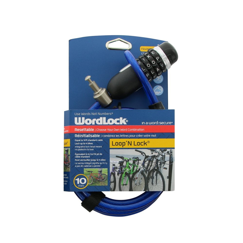 Wordlock Loop & Lock Bike Lock, Red, 10 Mm 7 Ft.