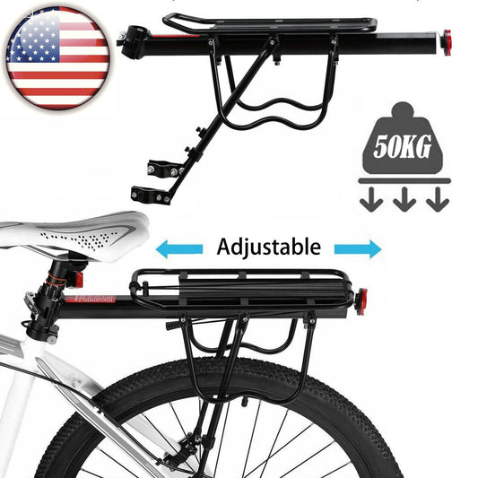 Voilamart Rear Bike Rack Carrier Bike Cargo Rack Mountain Bicycle Basket Seat Post Pannier Luggage Cargo Holder Bicycle Accessories, Black