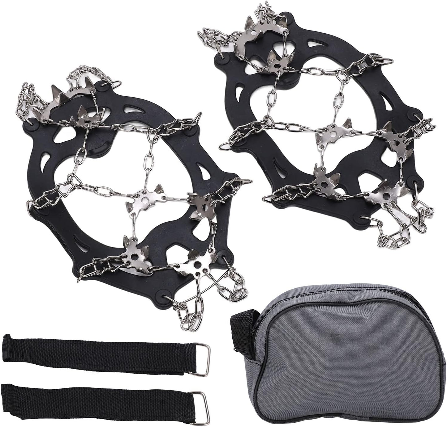 19 Teeth Snow and Ice Cleats - Durable Traction Spikes for Shoes - Perfect for Hiking, Walking, and Mountaineering in Snow and Ice Conditions