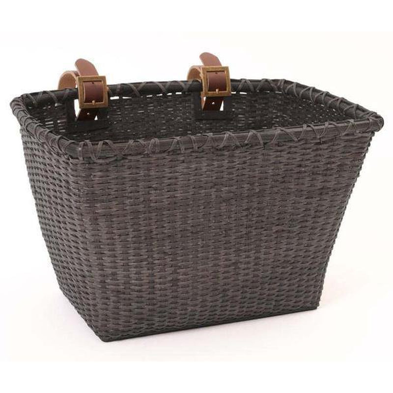 Retrospec Bicycles Cane Woven Rectangular Toto Basket with Authentic Leather Straps and Brass Buckles
