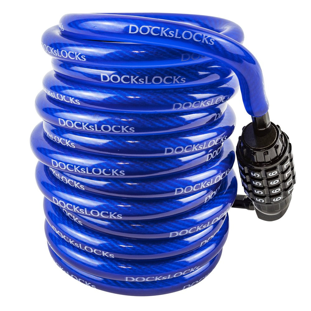 Dockslocks 10Ft Weatherproof Coiled Security Cable with Combination Lock for Kayaks, Bikes, Paddleboards and More