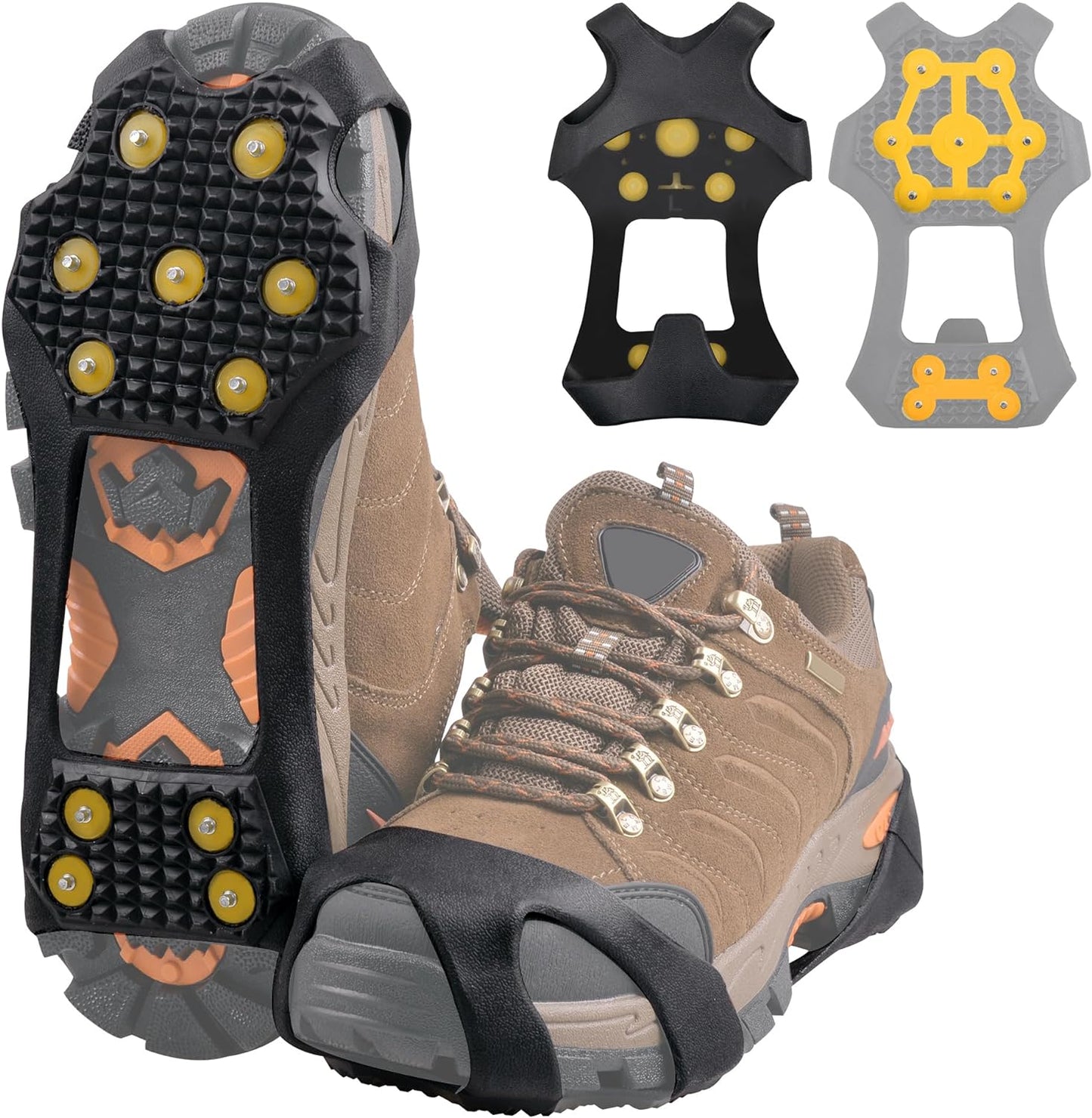 Ice Cleats Snow Crampons Walking Traction for Shoes and Boots 11 Studs Anti-Slip Ice Rubber Walking Cleat Slip-on Stretch Footwear for Women Men