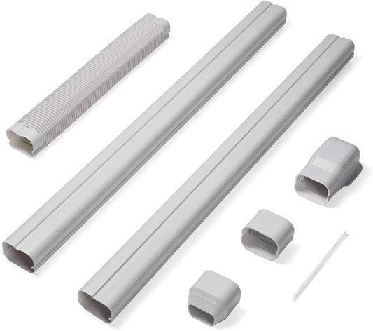 TURBRO 3'' W × 7.5' L Decorative PVC Line Cover Kit for Mini Split and Central Air Conditioners. AC Heat Pumps Systems