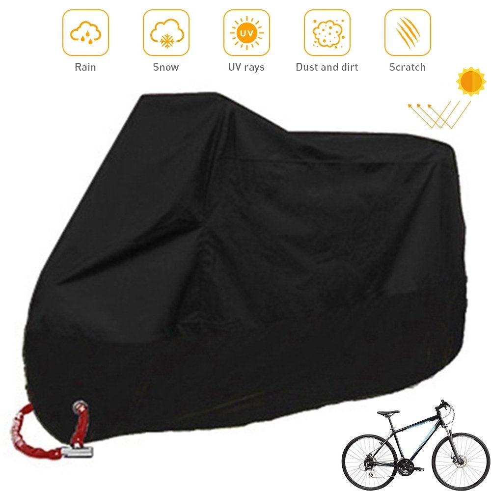 Elbourn Bike Cover Outdoor Waterproof 190T Bike Cover Nylon UV Resistant, Dustproof, Waterproof, with Keyhole and Storage Bag, Perfect for Mountain, Road Bike (Black XL)
