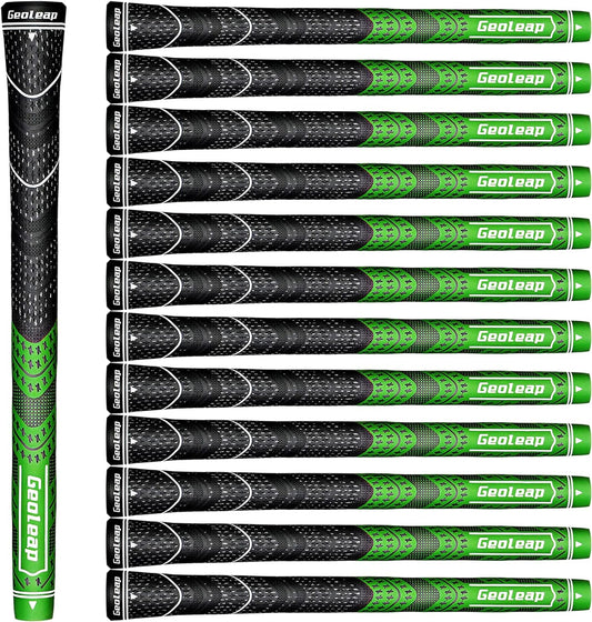 Geoleap Golf Grips Set of 13- Cord Rubber Compound Material, Hybrid Golf Club Grips, All Weather Performance.