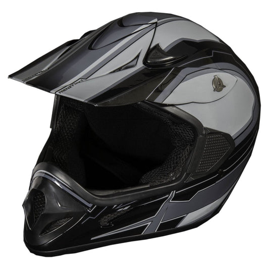 Adult Frenzy MX Off-Road ATV Helmet DOT Approved Black/Grey, Medium
