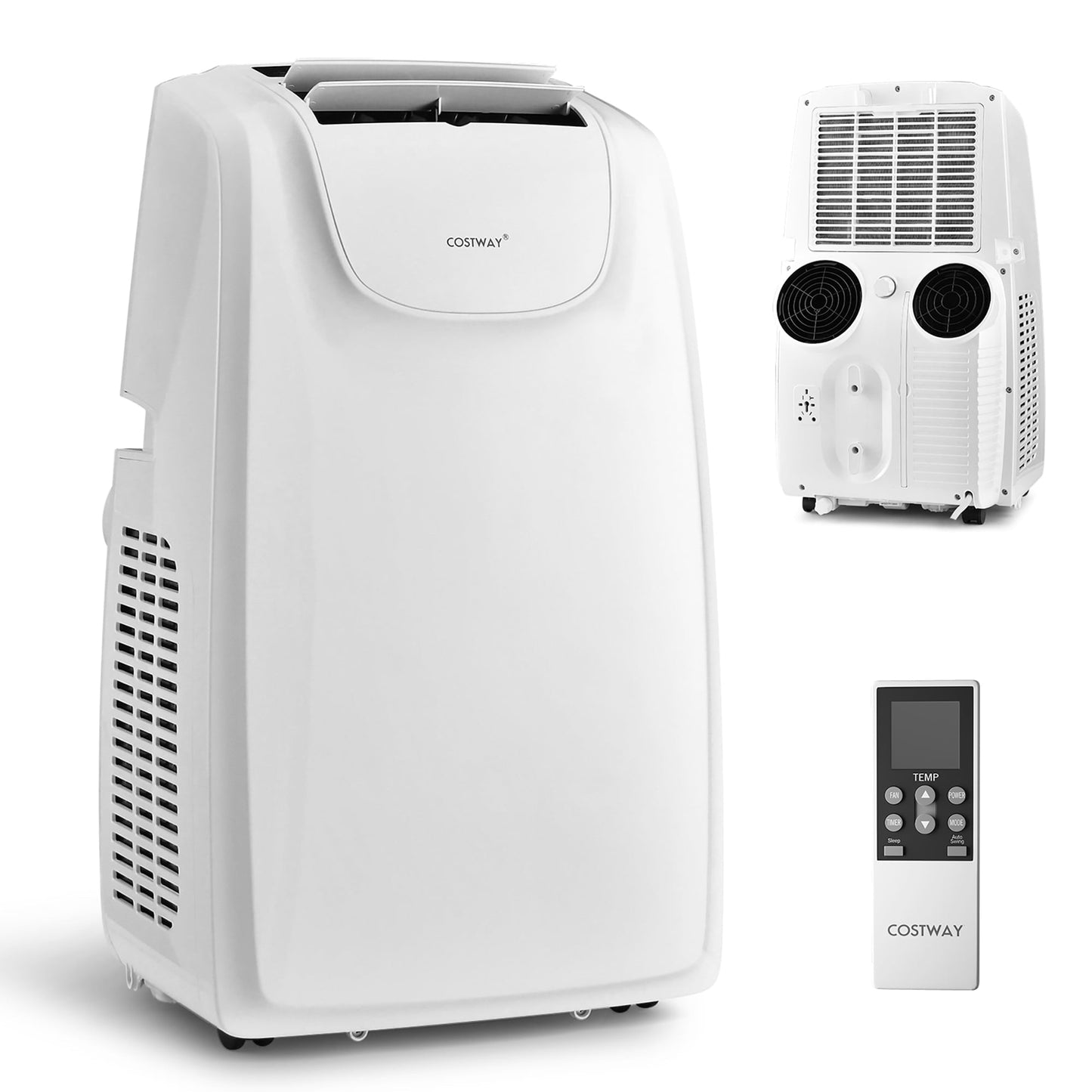 Costway 8000 BTU (11.500 BTU ASHRAE) Dual Hose Portable Air Conditioner 3-in-1 AC Unit w/ Remote Control