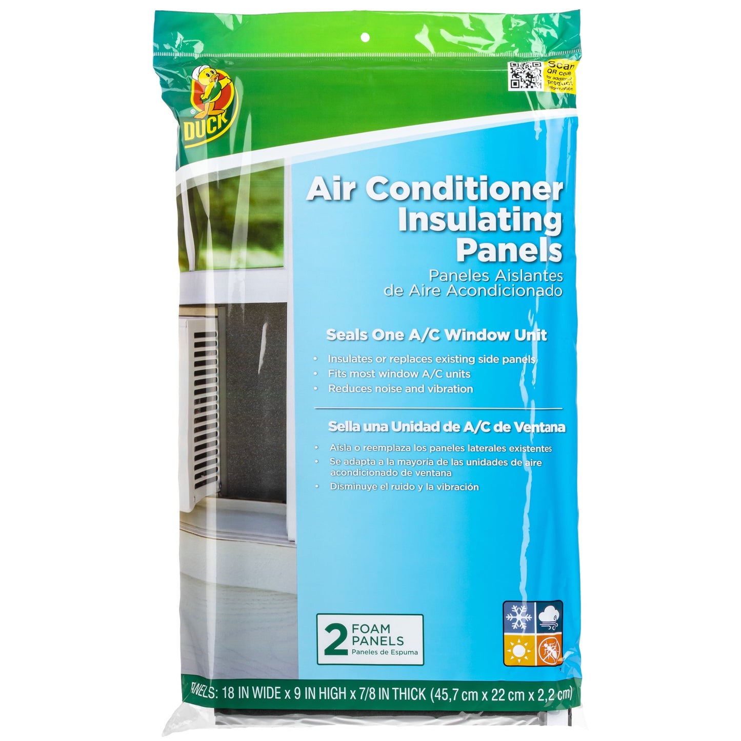 Duck Brand Foam Window Air Conditioner Insulating Panels.18 in. x 9 in. x .88 in.. Black