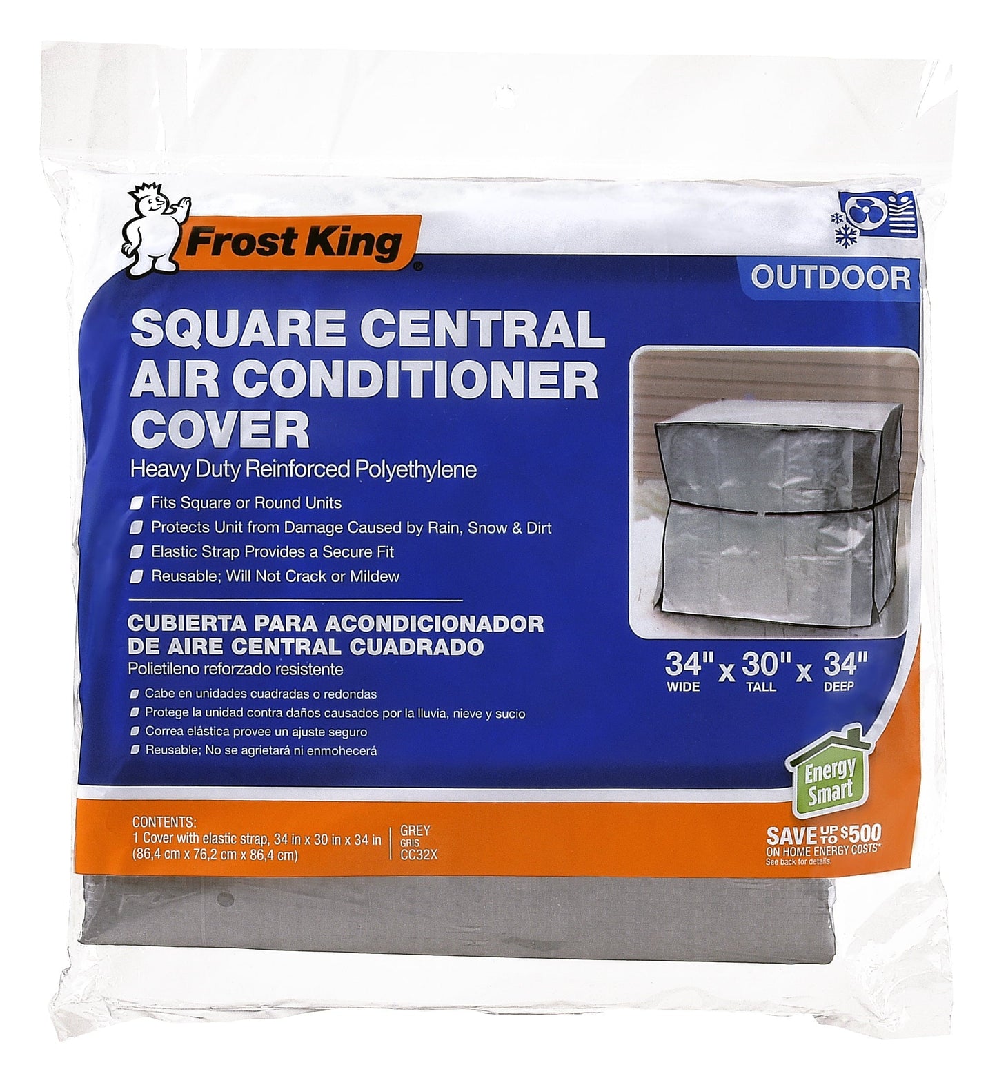 Frost King CC32XH Central Air Conditioner Square Cover. 34 x 34 x 30 x 9mm. Grey