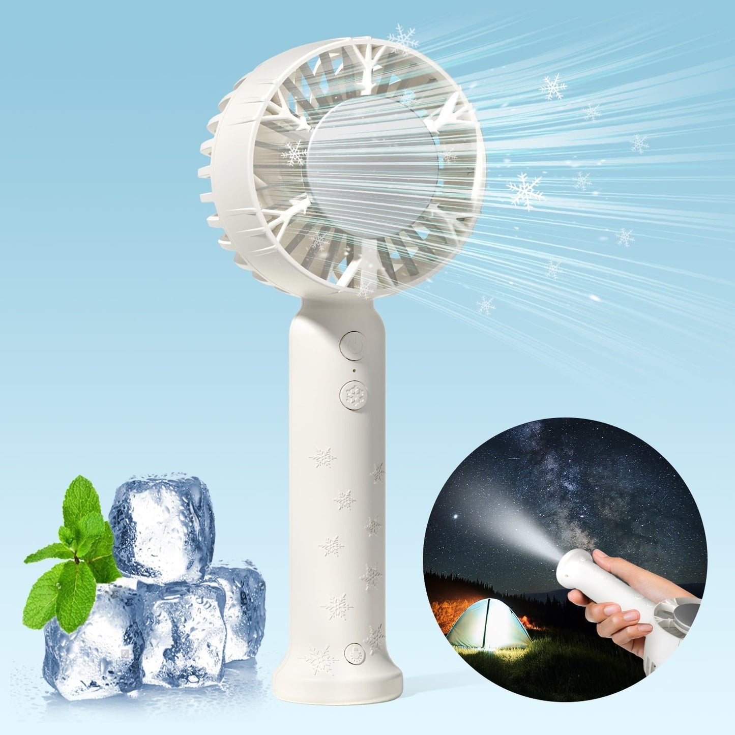 Handheld Cooling Fan. Portable Air Conditioner Ice Fan. Blows Cold Air with Ice Compress Refrigerating Pad